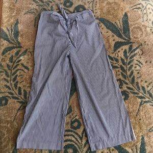 Zara XS navy & white stripe culottes tie front EUC